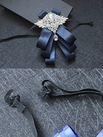 Bow Ribbon Luxury - Pin Crystal Elegant Brooch Tie Men's