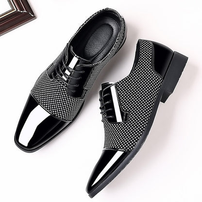 Shoes Patent Men's Black Lace-Up Leather Faux Formal