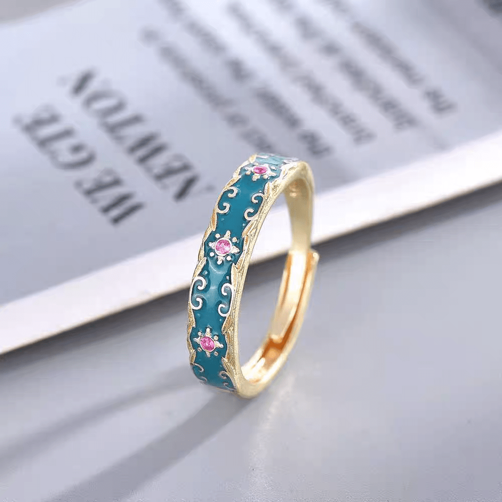 Enamel English Floral Ring