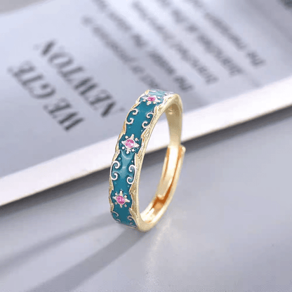 Enamel English Floral Ring