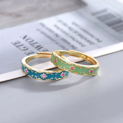 Enamel English Floral Ring