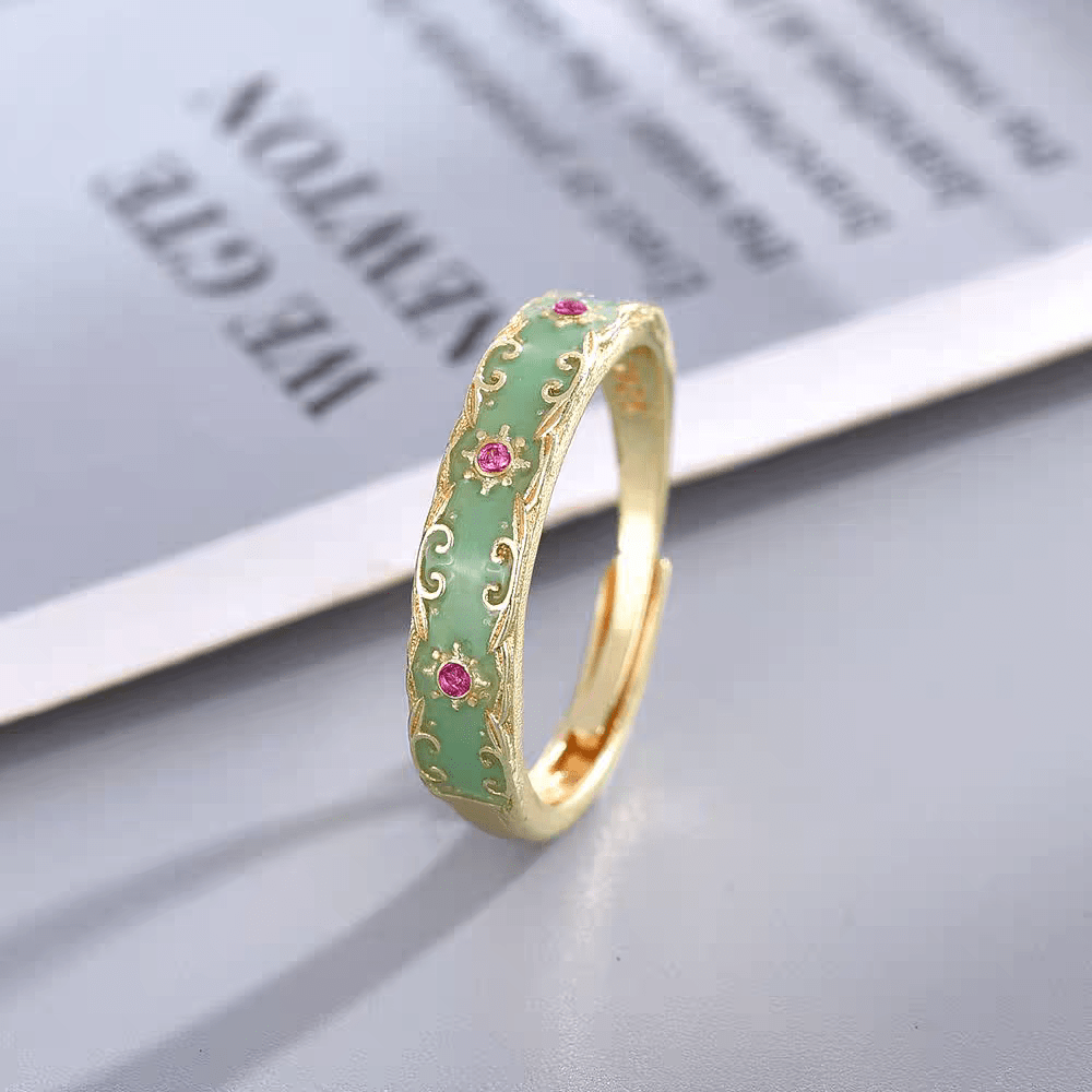 Enamel English Floral Ring