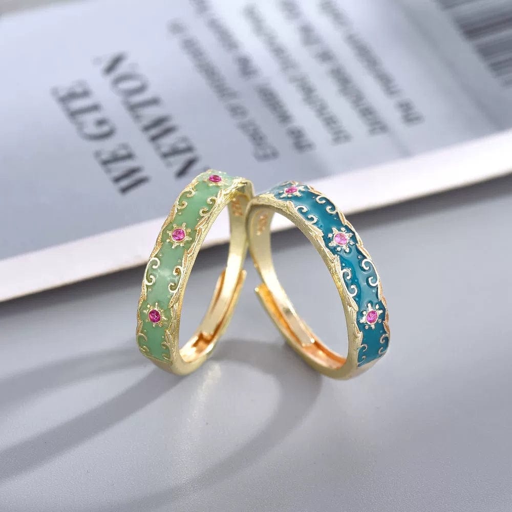 Enamel English Floral Ring