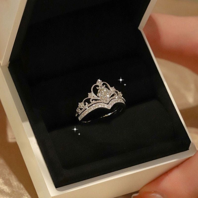 Stackable Silver Crown Ring Set