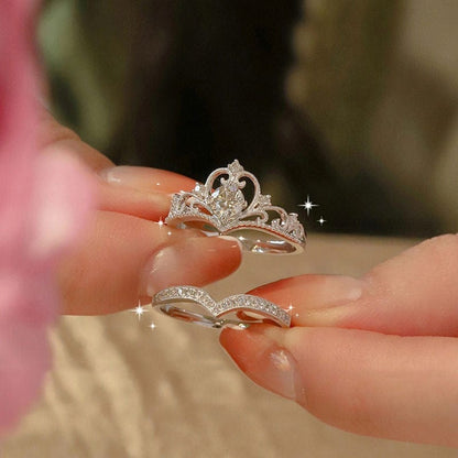 Stackable Silver Crown Ring Set