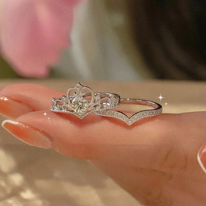 Stackable Silver Crown Ring Set