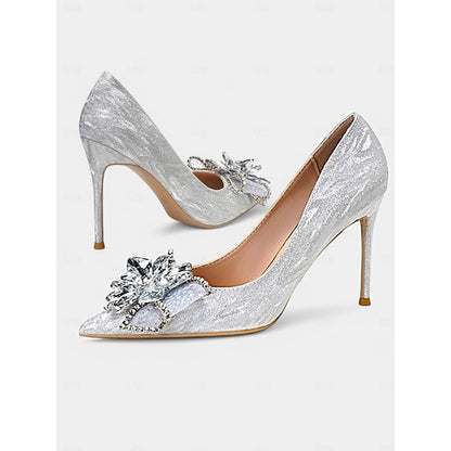 Shoes High – for Glitter Heels Wedding Sparkling Women Silver