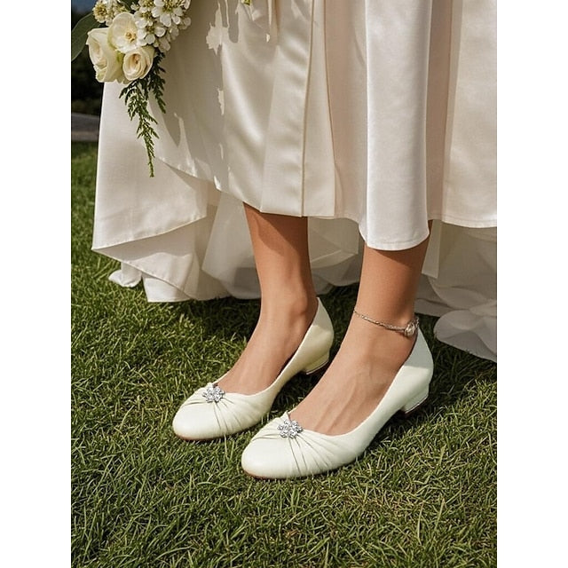 Blue Rhinestone Women's with Satin Wedding Flats Light