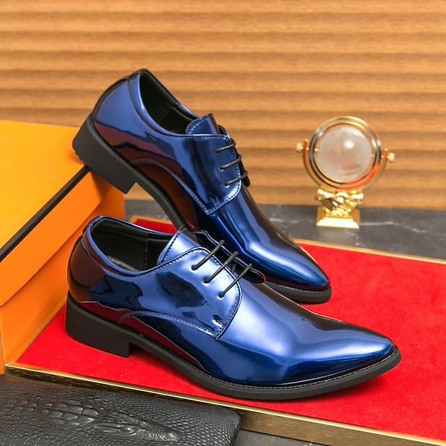 Patent Formal Green – for Men Lace-Up Shoes Leather Glossy