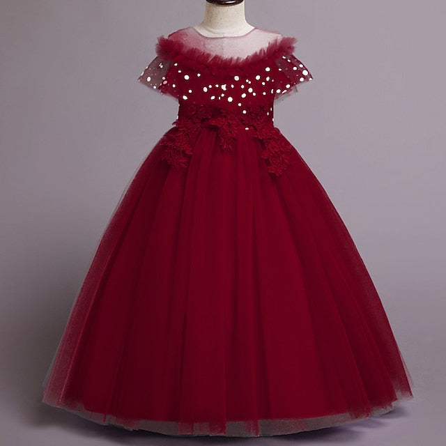 Kids Dress Solid Party Color Girl Flower Girls'