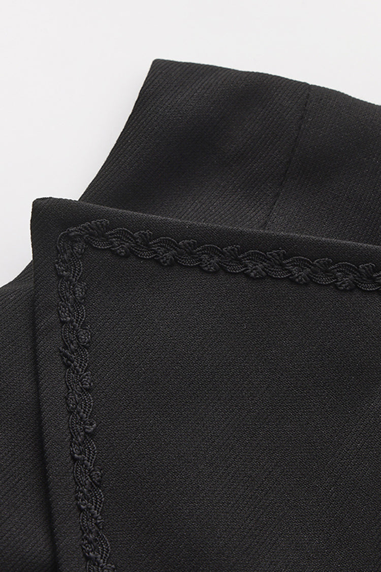 Ebony Sleeveless Ruffled Victorian Prince Coat - Immortal Silent Agent
