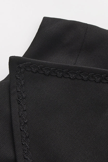 Ebony Sleeveless Ruffled Victorian Prince Coat - Immortal Silent Agent
