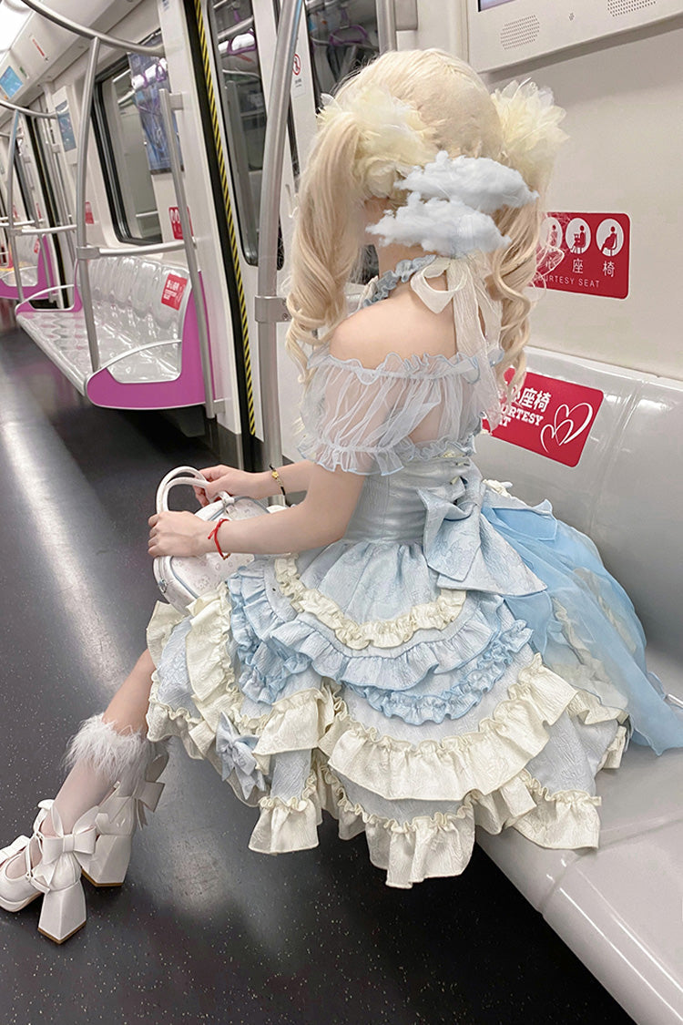 Heart of Butterfly Embroidery Ruffle Ballet Lolita JSK Set