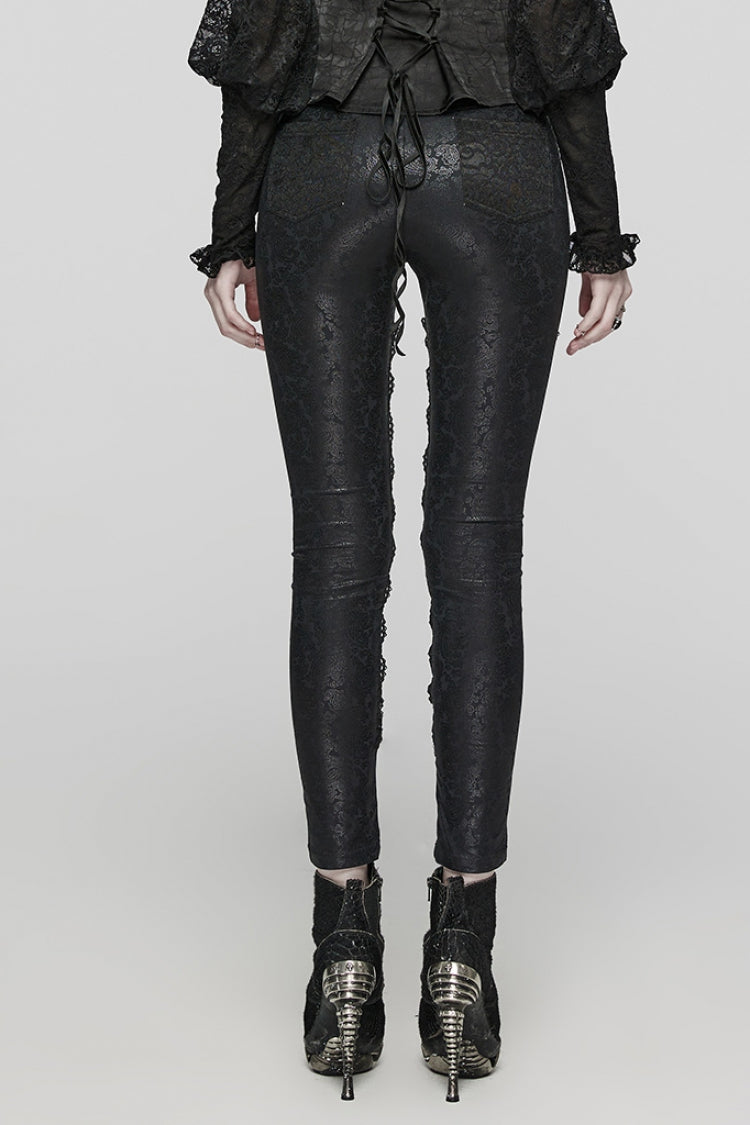 Stitched Lace-Up Slim Gothic Leggings for Women