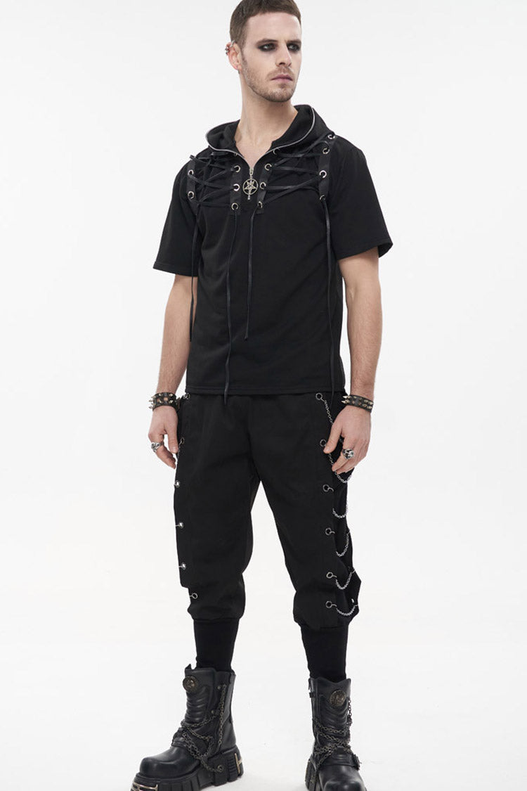Jet Black Metal-Link Pocket Harem Trousers