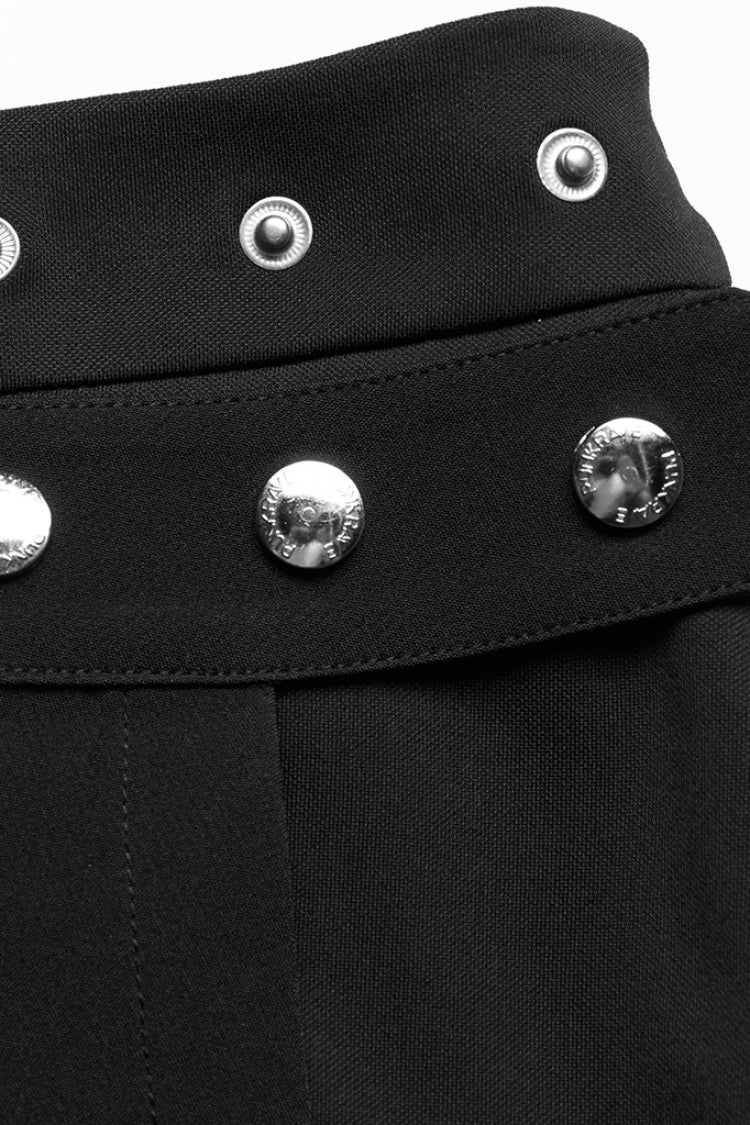 Women's Punk Skirt with Side Metal Buckle and Faux Two-Piece Styling