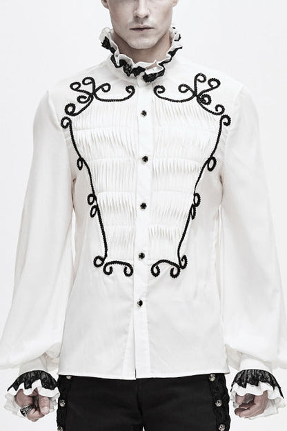Ivory Chiffon Hand-Embroidered Gothic Blouse for Men