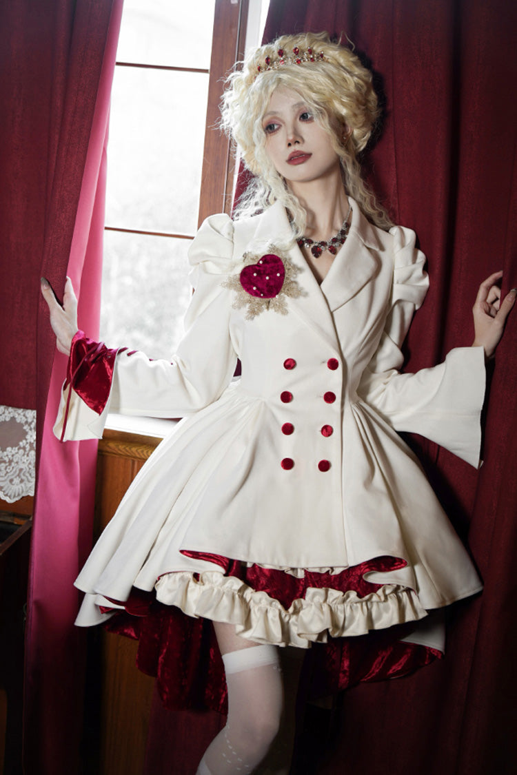 Ivory Asymmetric Double-Breasted Gothic Tailcoat