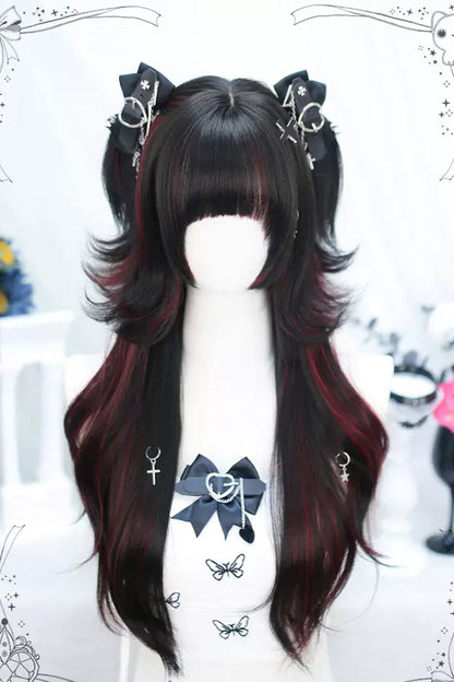 Crimson & Obsidian Slightly Curly Long Sweet Lolita Wigs
