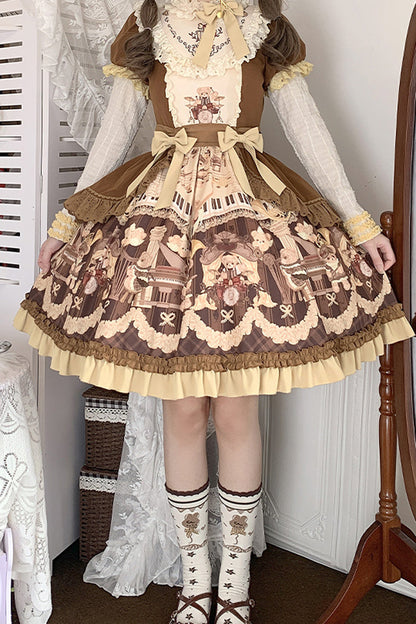 Little Bear Concerto Print Bow Princess Lolita Gown