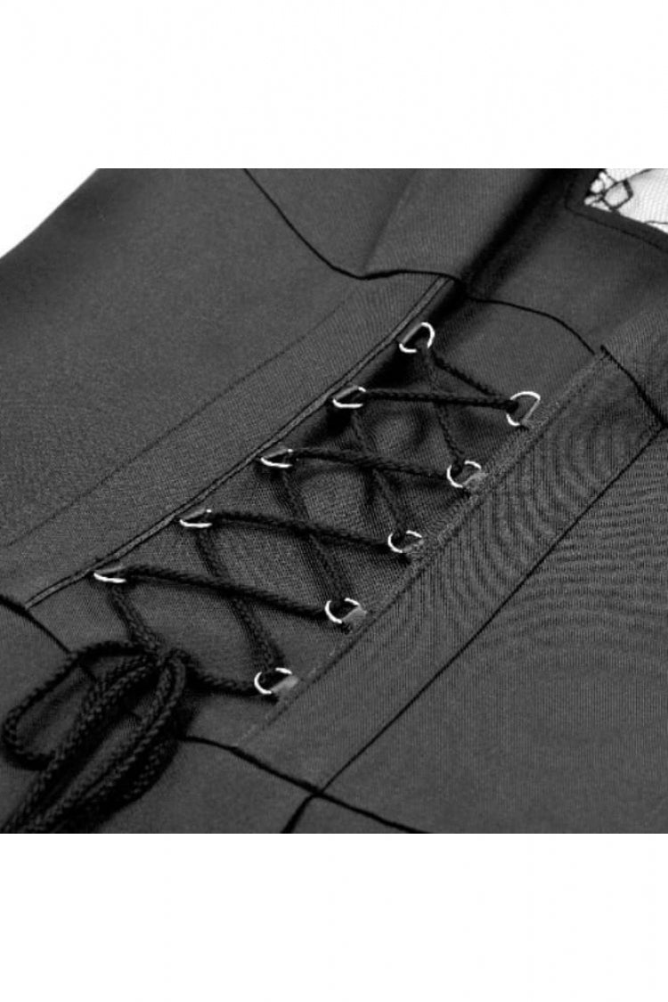 No-Sleeve Cobweb Sheer Mesh Lace-Up Punk Mini Dress