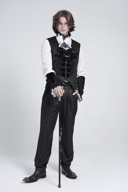 No-Sleeve Floral Stitched Velvet Men's Gothic Waistcoat
