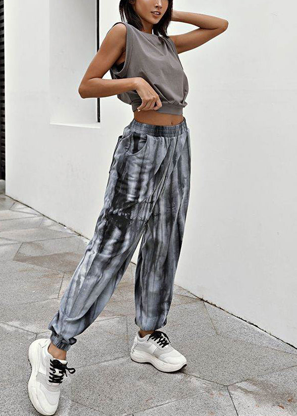 Short Cotton Grey Shirt Top Women Comfort Sleeveless