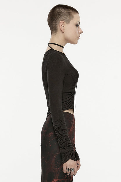 Asymmetric Slash Shoulder Gothic Tee