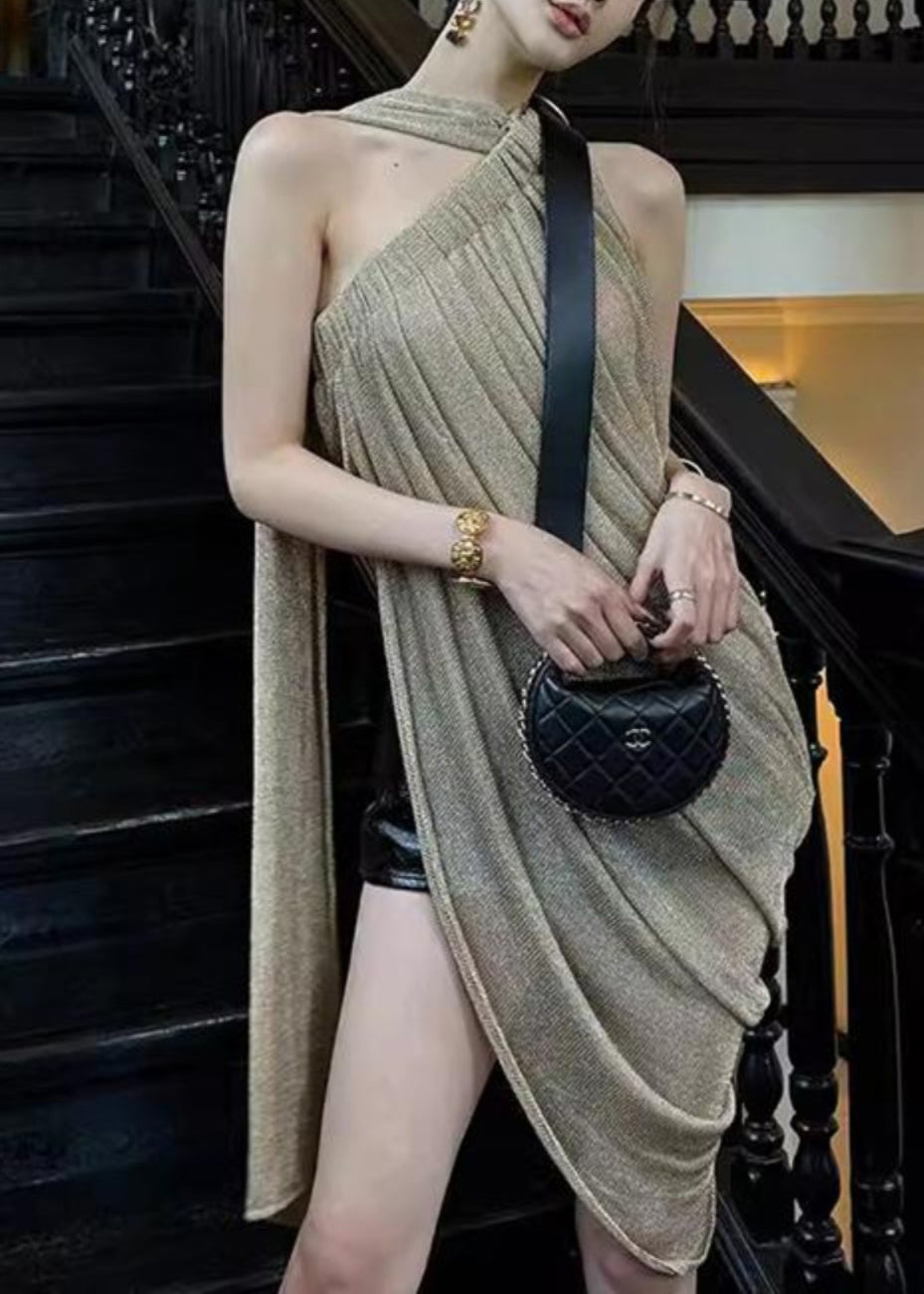 Asymmetrical Tank Wrinkled Sleeveless Top New Open Side