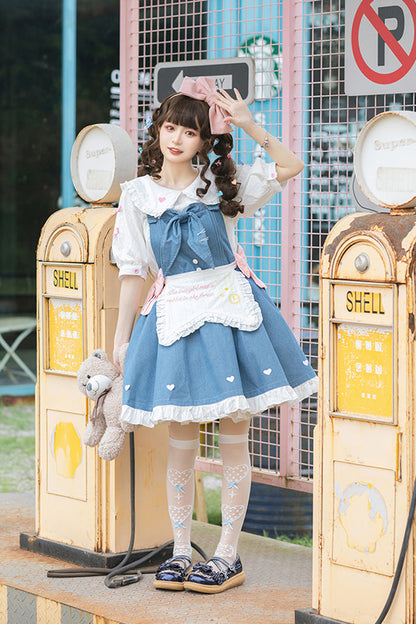 Azure Cowboys Are Busy Ruffle Bow Sweet Lolita Strap Gown
