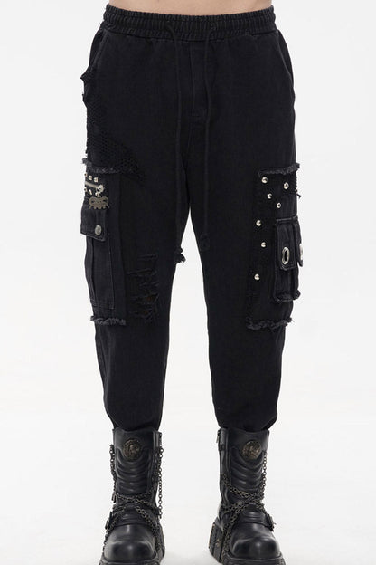 Obsidian Pentagram Chain Embellished Trousers