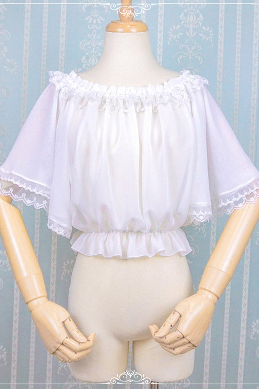 Ivory Boatneck Lace Half-Sleeve Sweet Lolita Blouse