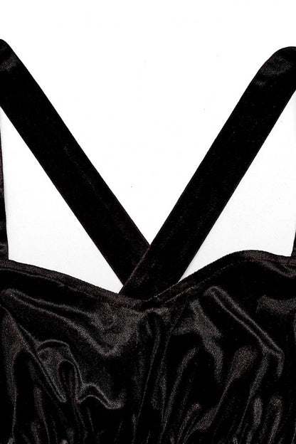 Crimson & Obsidian Sleeveless Gradient Ruffle Embroidery Gothic Dress