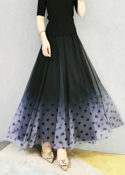 Color High Large Waist Hem Skirts French Exra Gradient Tulle