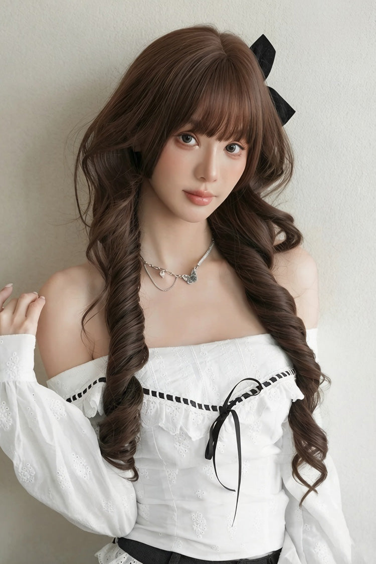 Loose Wave Tea Brown Princess Wig with Long Curls
