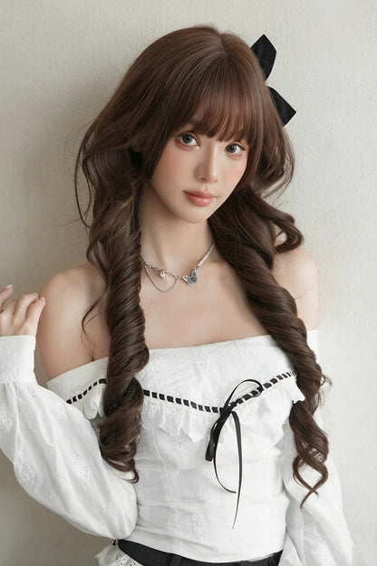 Loose Wave Tea Brown Princess Wig with Long Curls