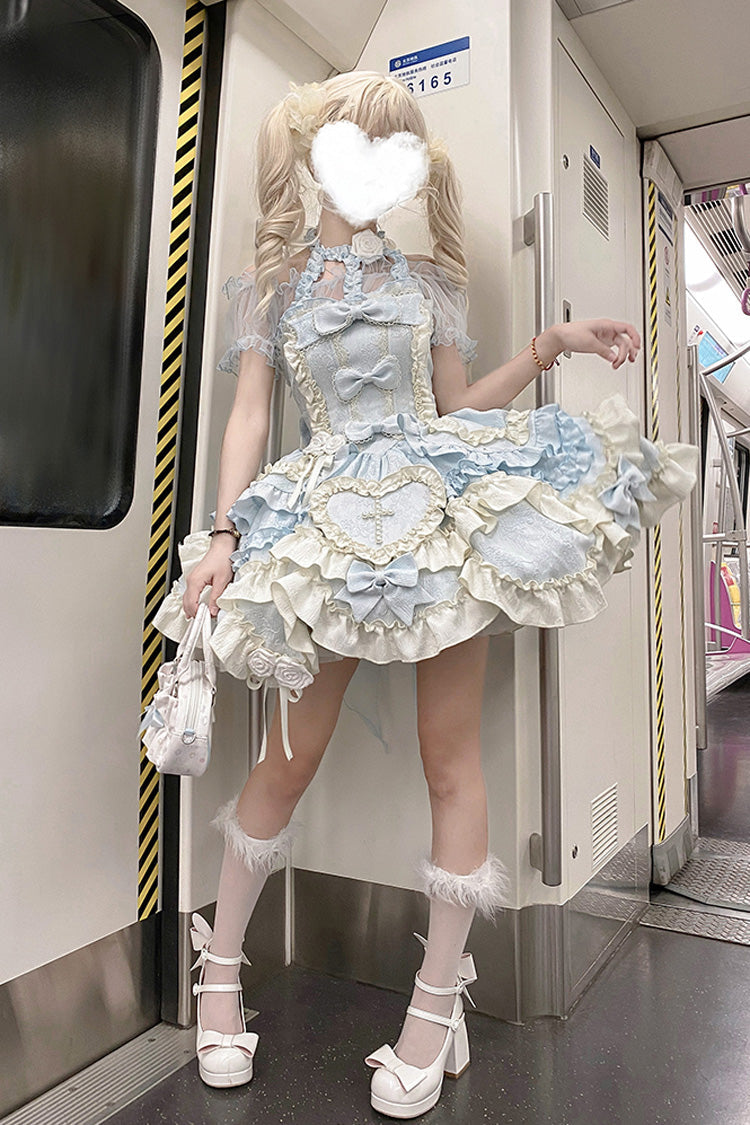 Heart of Butterfly Embroidery Ruffle Ballet Lolita JSK Set