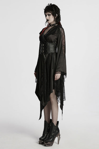 Ebony Long-Sleeve Lace Irregular Gothic Dress
