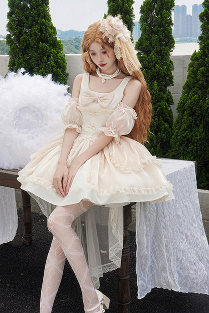 Bowknot Cardigan Sweet Elegant Princess Lolita JSK Dress in Moonlight Symphony