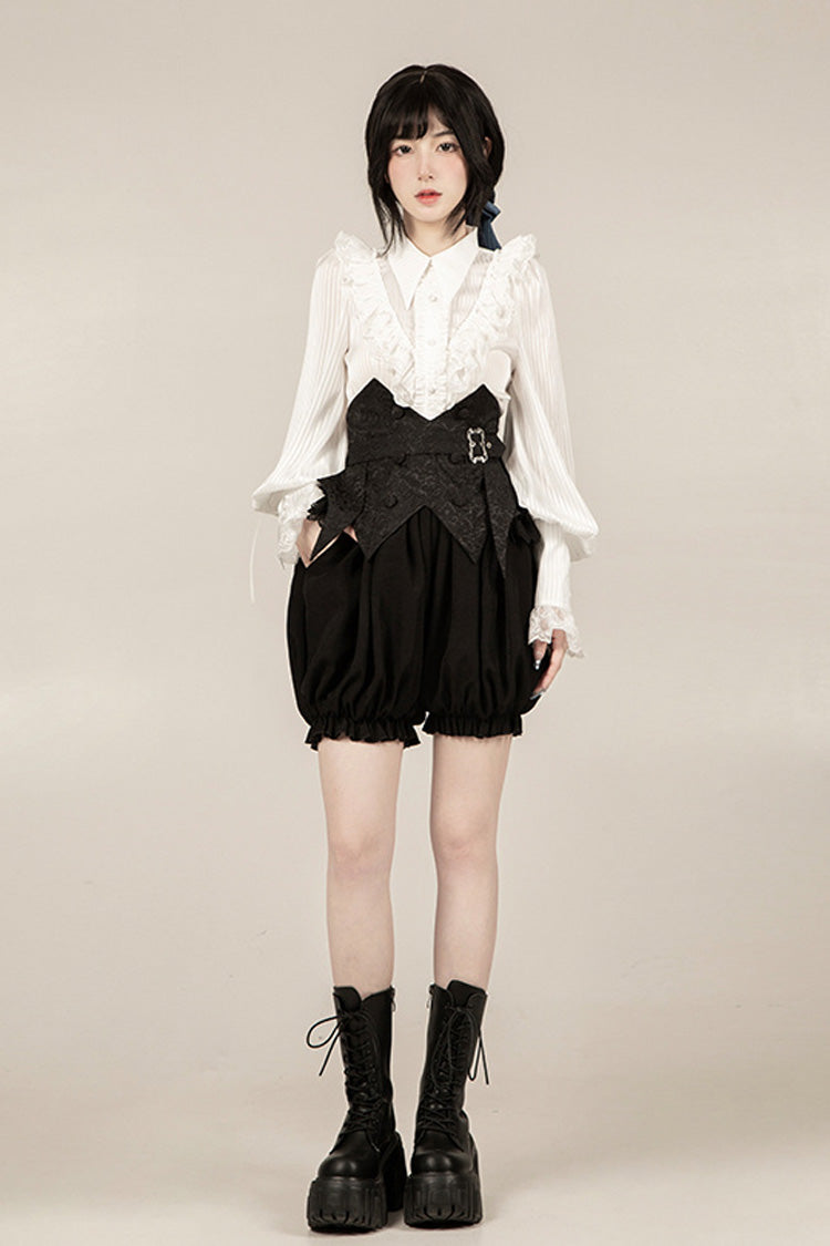 Ebony Long-Sleeve Pirate Style Gothic Shorts - Gold Hunter
