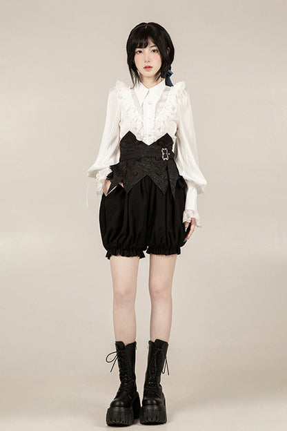 Ebony Long-Sleeve Pirate Style Gothic Shorts - Gold Hunter
