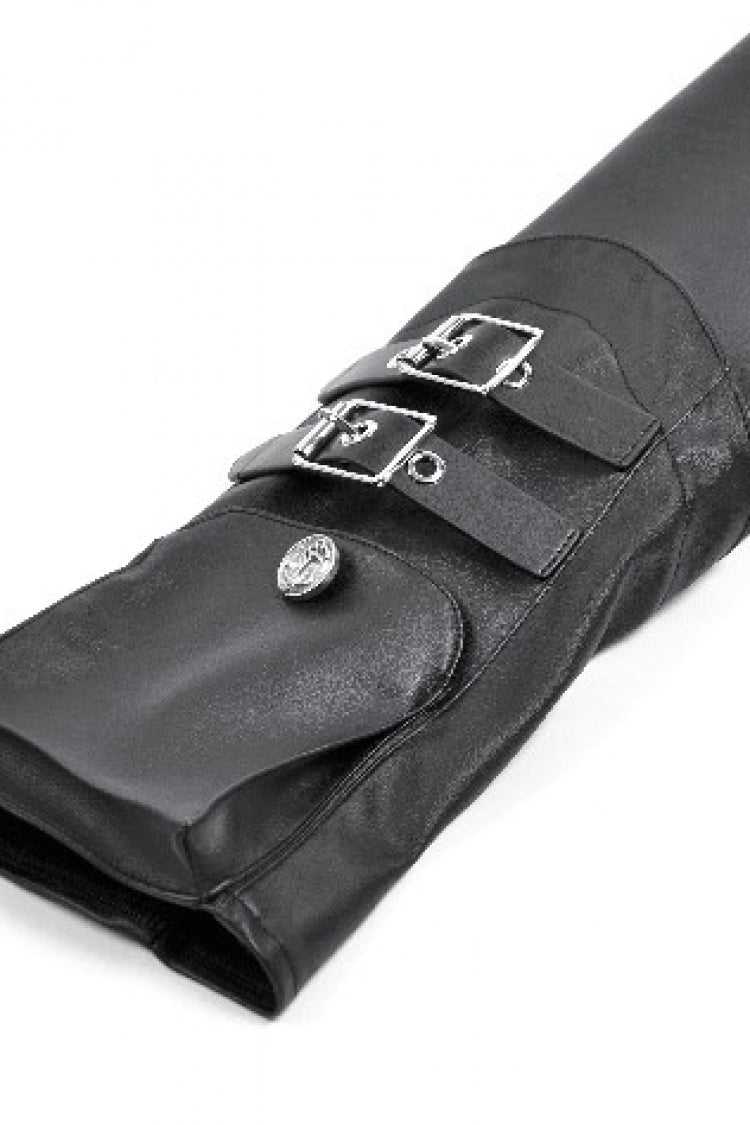 PU Leather Zippered Shrug with Buckled Straps