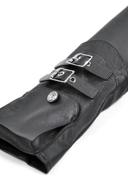 PU Leather Zippered Shrug with Buckled Straps
