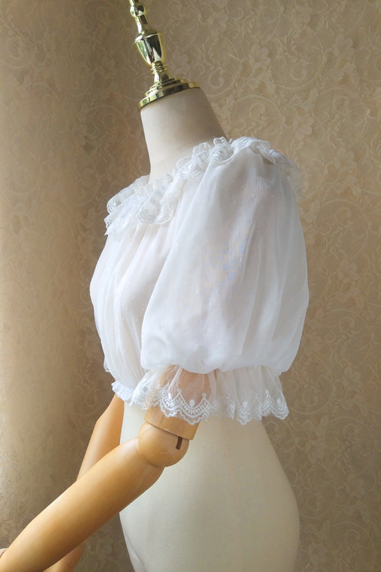 Ivory Boatneck Lace Short-Sleeve Princess Lolita Blouse