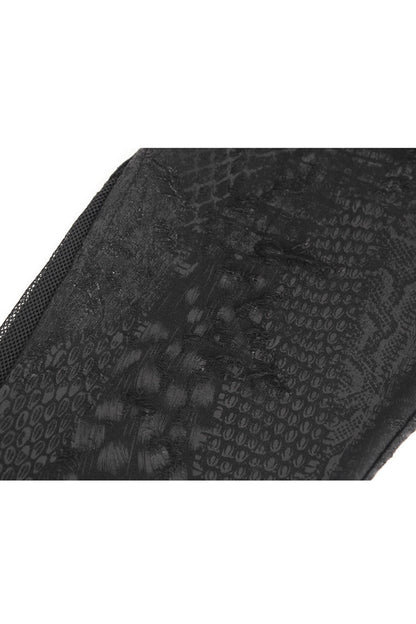 Women's Punk Pants with Stitching Lace and Print in Black Jacquard