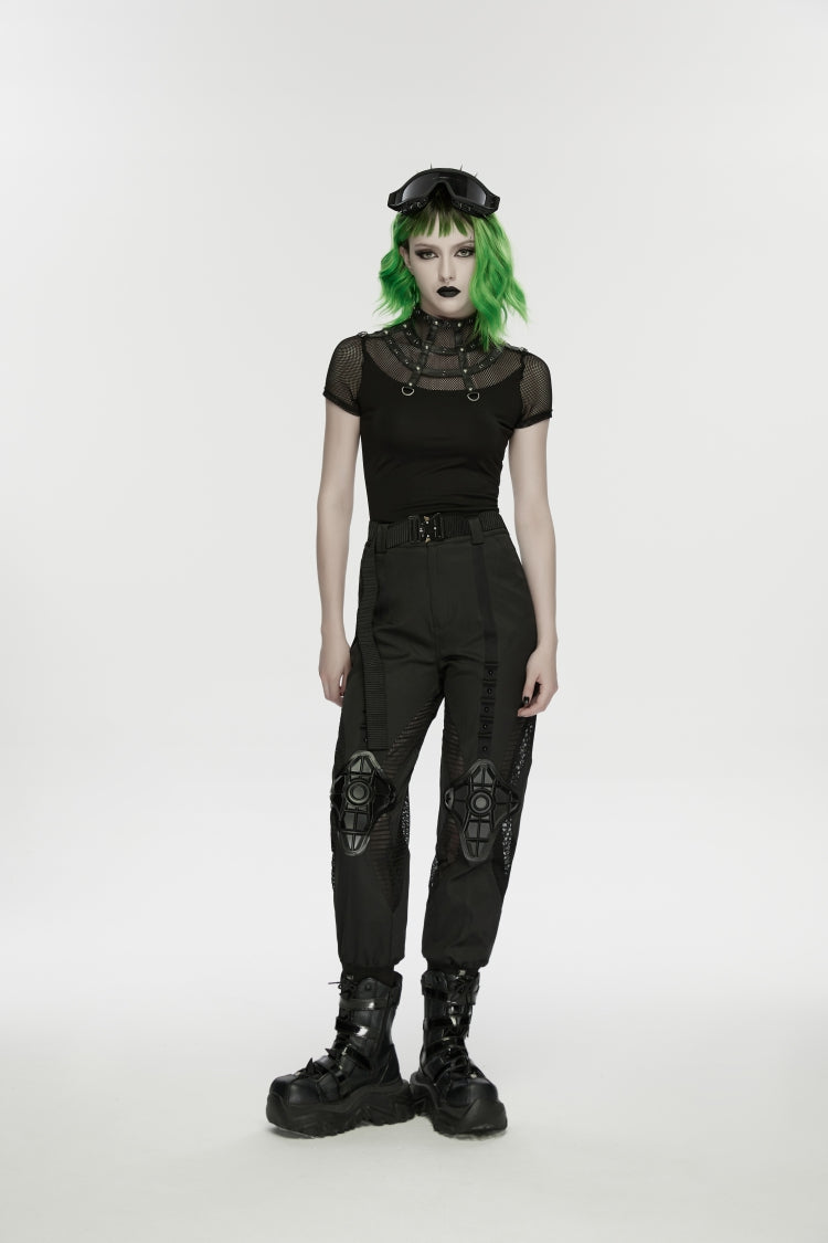 Punk T-Shirt with Rivets and Eyelets for Women