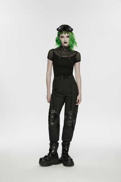 Punk T-Shirt with Rivets and Eyelets for Women