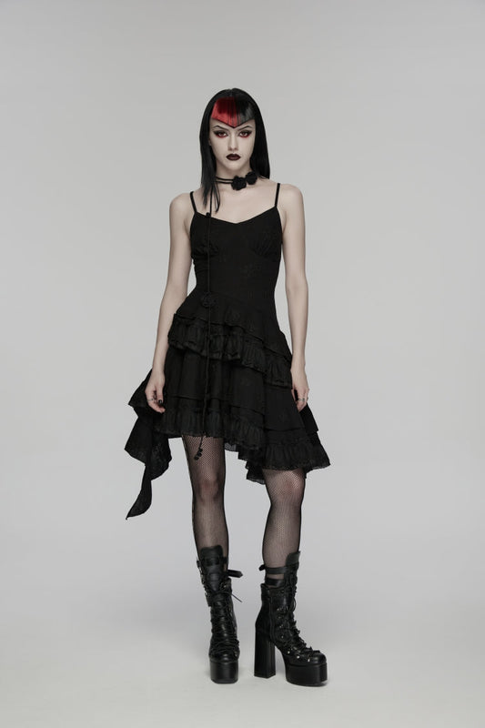 Floral Embroidered Asymmetric Gothic JSK Graduation Dress