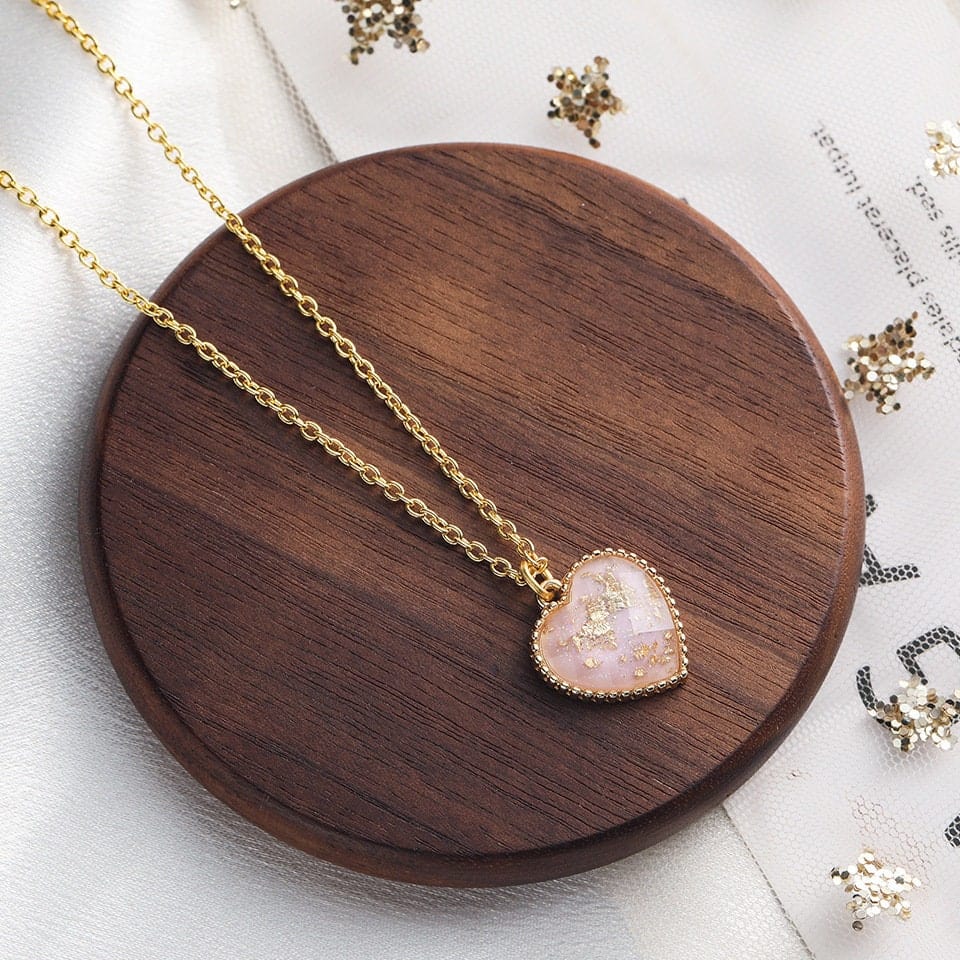 Crystal Heart Pendant Chain Necklace