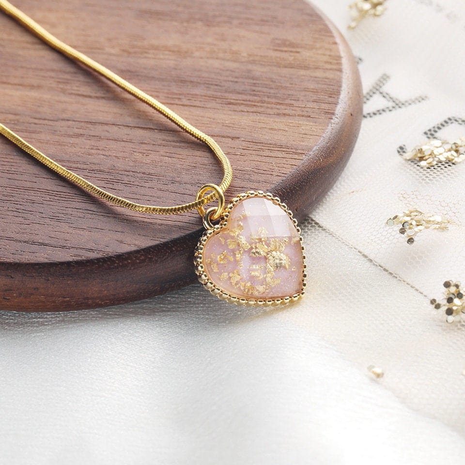 Crystal Heart Pendant Chain Necklace